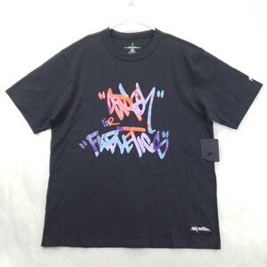 NEW Fabletics Shirt Mens L Black Crew Neck Pullover Crazy for Fabletics Graffiti